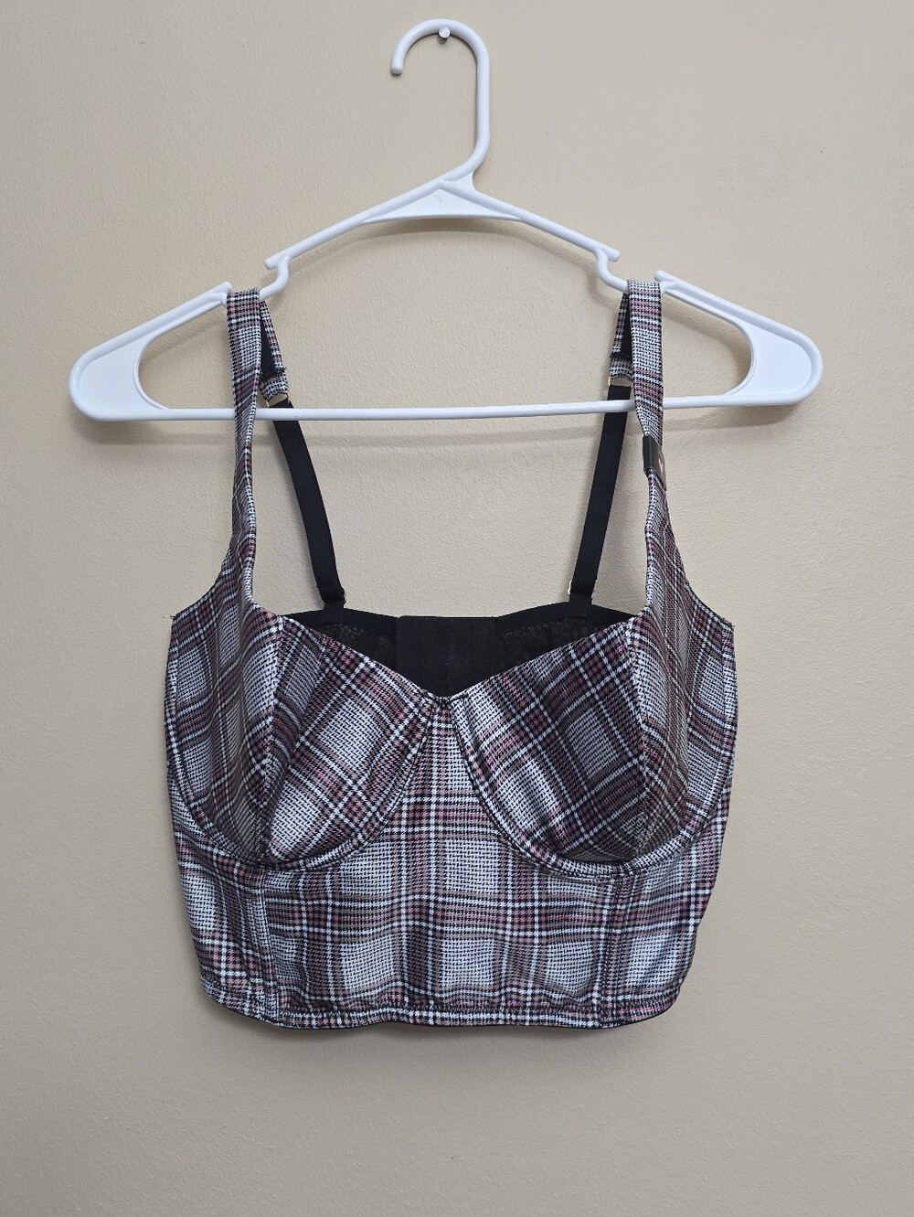 Vs Satin/Lace Bk lined Long line/bustier Plaid Size 34DD New